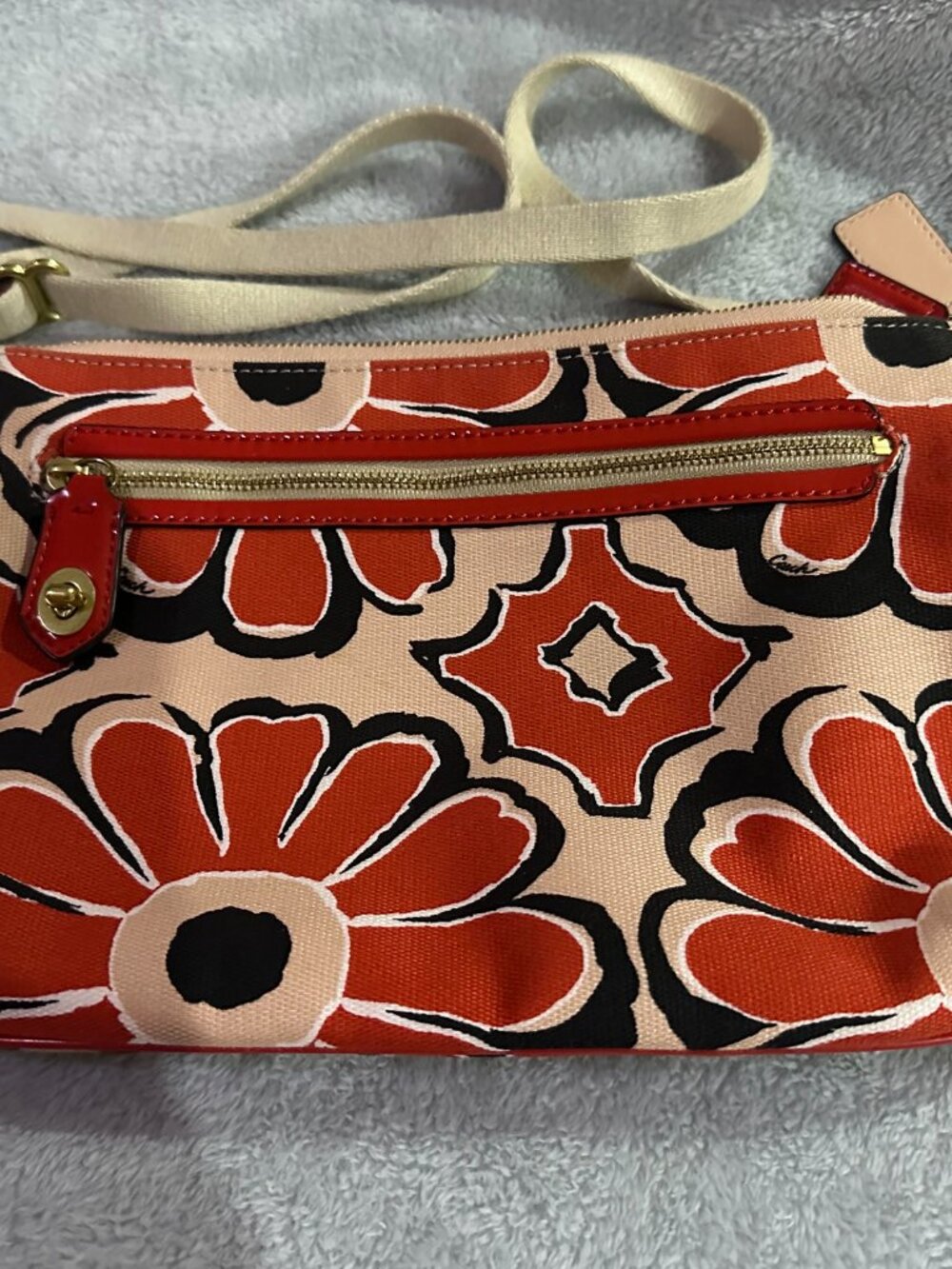 Coach Poppy Floral Scarf Print East West Swingpack Crossbody Bag#49769